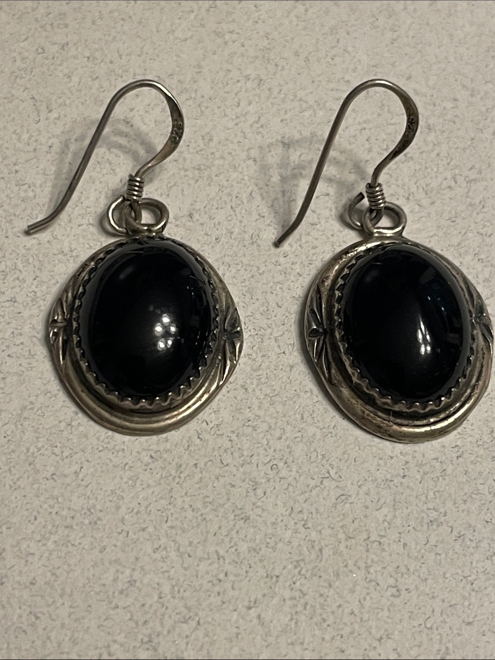 Sterling Silver Black Agate Drop Earrings